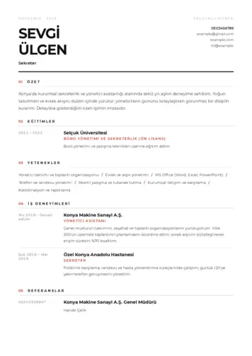 Sekreter CV Örnekleri cv indir